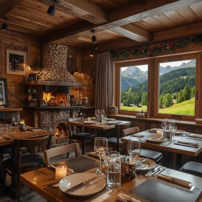 Restaurant de montagne chaleureux et accueillant avec vue sur les plaines