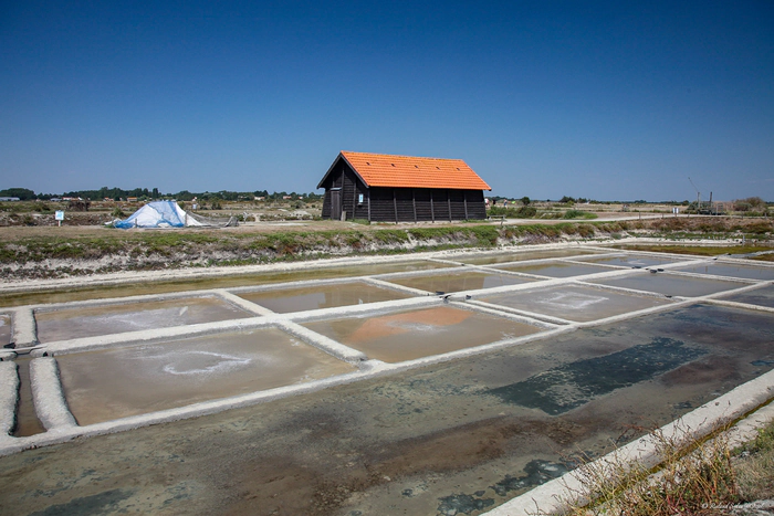 Un maison et un tas de sel dans le marais salant de Saint-Hilaire-de-Riez 